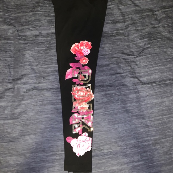 PINK Victoria's Secret Pants - VS PINK Small Yoga Flower bling leggings